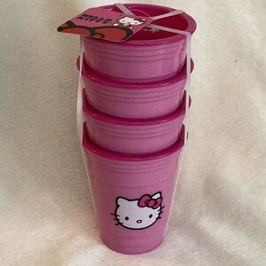 Hello Kitty Reusable Plastic Cups ~ NWT ~ 4ct ~ Heavyweight ~ Sanrio